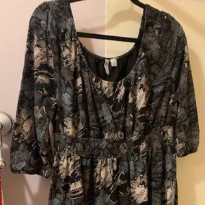 OLD NAVY Scoop Neck, Waist-Defined Abstract Floral Mini Dress, Women's Size XL